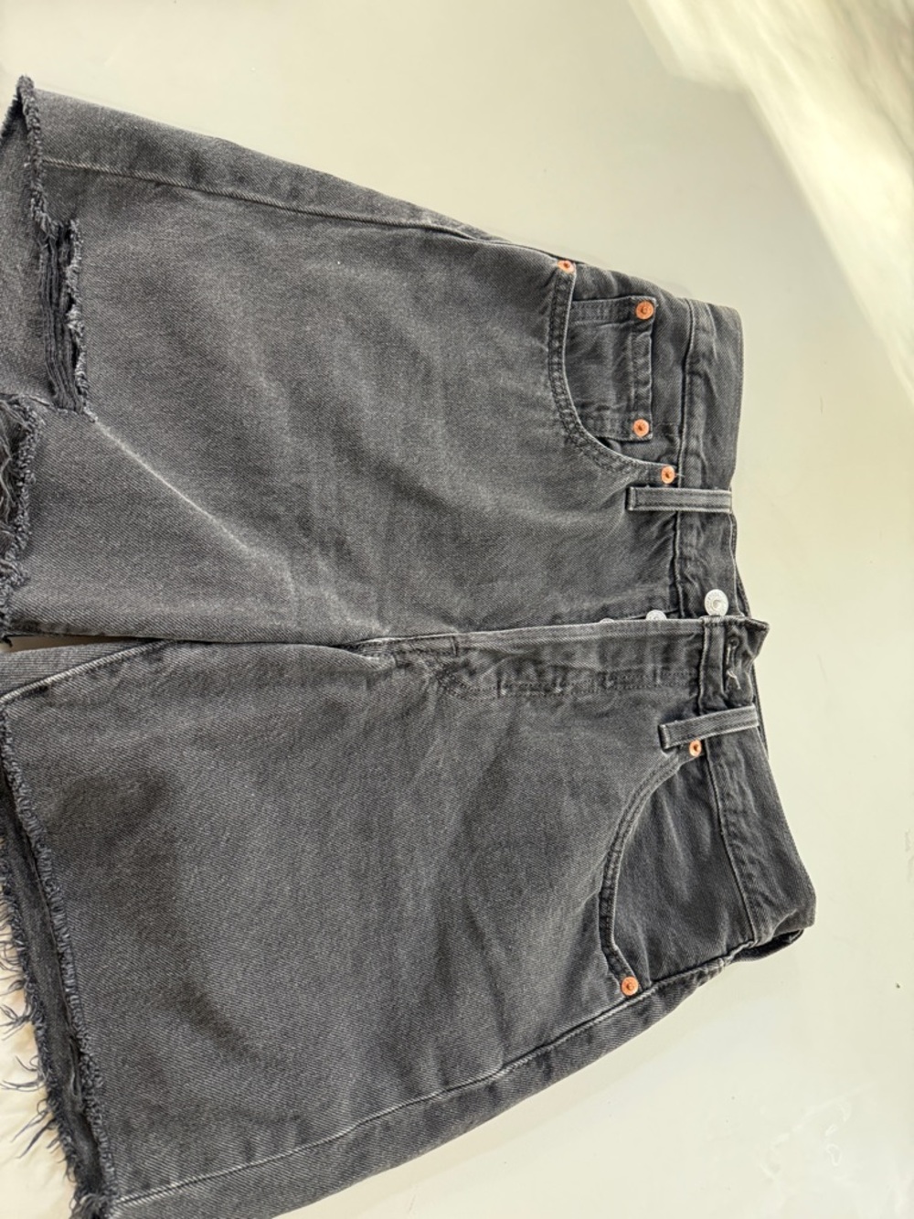 Levi's Black Frayed Hem Denim Shorts